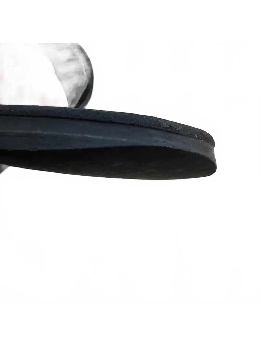 Tory Burch Grania Black Patent Leather Slide Sandals Silver Logo Size 10